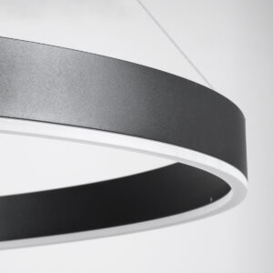 GloboStar® VENOM 61182 Κρεμαστό Φωτιστικό Δαχτυλίδι-Κύκλος LED CCT 75W 8818lm 120° AC 220-240V – Εναλλαγή Φωτισμού μέσω Τηλεχειριστηρίου All In One Ψυχρό 6000K+Φυσικό 4500K+Θερμό 2700K Dimmable Φ100cm – Μαύρο – 3 Years Warranty