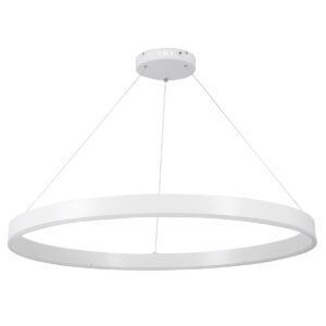 GloboStar® VENOM 61183 Κρεμαστό Φωτιστικό Δαχτυλίδι-Κύκλος LED CCT 75W 8818lm 120° AC 220-240V – Εναλλαγή Φωτισμού μέσω Τηλεχειριστηρίου All In One Ψυχρό 6000K+Φυσικό 4500K+Θερμό 2700K Dimmable Φ100cm – Λευκό – 3 Years Warranty