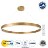 GloboStar® VENOM 61184 Κρεμαστό Φωτιστικό Δαχτυλίδι-Κύκλος LED CCT 75W 8818lm 120° AC 220-240V – Εναλλαγή Φωτισμού μέσω Τηλεχειριστηρίου All In One Ψυχρό 6000K+Φυσικό 4500K+Θερμό 2700K Dimmable Φ100cm – Χρυσό Βούρτσας – 3 Years Warranty