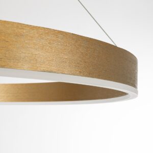 GloboStar® VENOM 61184 Κρεμαστό Φωτιστικό Δαχτυλίδι-Κύκλος LED CCT 75W 8818lm 120° AC 220-240V – Εναλλαγή Φωτισμού μέσω Τηλεχειριστηρίου All In One Ψυχρό 6000K+Φυσικό 4500K+Θερμό 2700K Dimmable Φ100cm – Χρυσό Βούρτσας – 3 Years Warranty