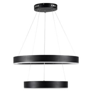 GloboStar® VENOM DUO 61185 Κρεμαστό Φωτιστικό Δαχτυλίδι-Κύκλος LED CCT 75W 8818lm 120° AC 220-240V – Εναλλαγή Φωτισμού μέσω Τηλεχειριστηρίου All In One Ψυχρό 6000K+Φυσικό 4500K+Θερμό 2700K Dimmable Φ60+80cm – Μαύρο – 3 Years Warranty