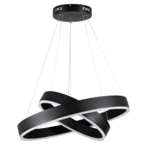 GloboStar® VENOM DUO 61185 Κρεμαστό Φωτιστικό Δαχτυλίδι-Κύκλος LED CCT 75W 8818lm 120° AC 220-240V – Εναλλαγή Φωτισμού μέσω Τηλεχειριστηρίου All In One Ψυχρό 6000K+Φυσικό 4500K+Θερμό 2700K Dimmable Φ60+80cm – Μαύρο – 3 Years Warranty