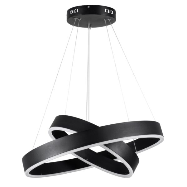 GloboStar® VENOM DUO 61185 Κρεμαστό Φωτιστικό Δαχτυλίδι-Κύκλος LED CCT 75W 8818lm 120° AC 220-240V – Εναλλαγή Φωτισμού μέσω Τηλεχειριστηρίου All In One Ψυχρό 6000K+Φυσικό 4500K+Θερμό 2700K Dimmable Φ60+80cm – Μαύρο – 3 Years Warranty