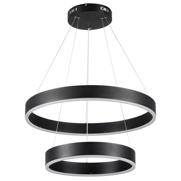 GloboStar® VENOM DUO 61185 Κρεμαστό Φωτιστικό Δαχτυλίδι-Κύκλος LED CCT 75W 8818lm 120° AC 220-240V – Εναλλαγή Φωτισμού μέσω Τηλεχειριστηρίου All In One Ψυχρό 6000K+Φυσικό 4500K+Θερμό 2700K Dimmable Φ60+80cm – Μαύρο – 3 Years Warranty
