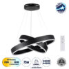 GloboStar® VENOM DUO 61185-DECO Κρεμαστό Φωτιστικό Δαχτυλίδι-Κύκλος LED CCT 75W 8818lm 120° AC 220-240V – Εναλλαγή Φωτισμού μέσω Τηλεχειριστηρίου All In One Ψυχρό 6000K+Φυσικό 4500K+Θερμό 2700K Dimmable Φ60+80cm – Μαύρο – 3 Years Warranty