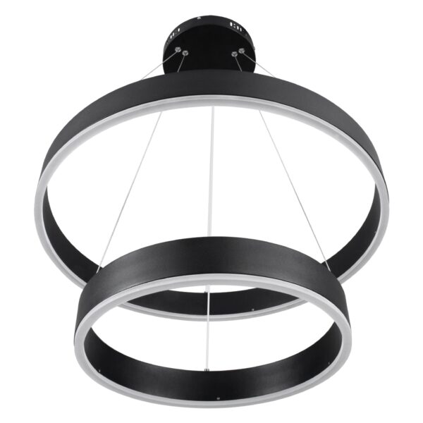 GloboStar® VENOM DUO 61185-DECO Κρεμαστό Φωτιστικό Δαχτυλίδι-Κύκλος LED CCT 75W 8818lm 120° AC 220-240V – Εναλλαγή Φωτισμού μέσω Τηλεχειριστηρίου All In One Ψυχρό 6000K+Φυσικό 4500K+Θερμό 2700K Dimmable Φ60+80cm – Μαύρο – 3 Years Warranty