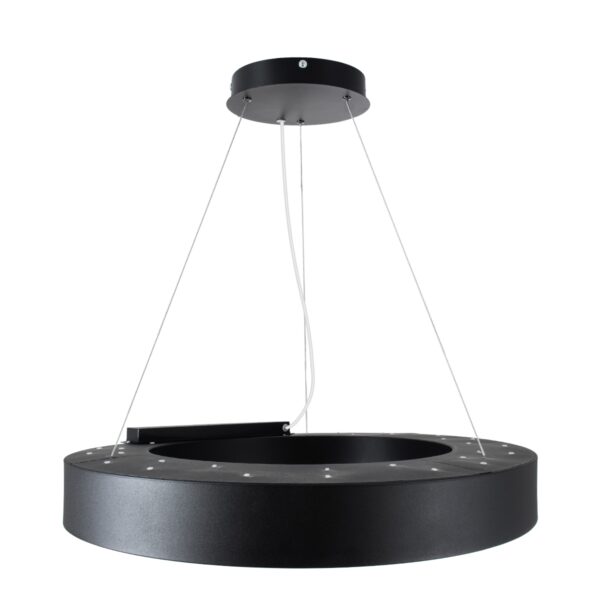 GloboStar® RA 61194 Κρεμαστό Φωτιστικό Δαχτυλίδι-Κύκλος LED CCT 67W 7370lm 120° AC 220-240V – Εναλλαγή Φωτισμού μέσω Τηλεχειριστηρίου All In One Ψυχρό 6000k+Φυσικό 4500k+Θερμό 2700k Dimmable Φ60cm – Μαύρο – 3 Years Warranty