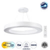 GloboStar® RA 61197 Κρεμαστό Φωτιστικό Δαχτυλίδι-Κύκλος LED CCT 75W 8250lm 120° AC 220-240V – Εναλλαγή Φωτισμού μέσω Τηλεχειριστηρίου All In One Ψυχρό 6000k+Φυσικό 4500k+Θερμό 2700k Dimmable Φ80cm – Λευκό – 3 Years Warranty