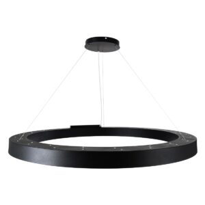 GloboStar® RA 61198 Κρεμαστό Φωτιστικό Δαχτυλίδι-Κύκλος LED CCT 100W 11020lm 120° AC 220-240V – Εναλλαγή Φωτισμού μέσω Τηλεχειριστηρίου All In One Ψυχρό 6000k+Φυσικό 4500k+Θερμό 2700k Dimmable Φ120cm – Μαύρο – 3 Years Warranty