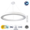 GloboStar® RA 61199 Κρεμαστό Φωτιστικό Δαχτυλίδι-Κύκλος LED CCT 100W 11020lm 120° AC 220-240V – Εναλλαγή Φωτισμού μέσω Τηλεχειριστηρίου All In One Ψυχρό 6000k+Φυσικό 4500k+Θερμό 2700k Dimmable Φ120cm – Λευκό – 3 Years Warranty