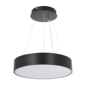 GloboStar® BURTON 61200-P Κρεμαστή Πλαφονιέρα Οροφής LED CCT 67W 7370lm 120° AC 220-240V – Εναλλαγή Φωτισμού μέσω Τηλεχειριστηρίου All In One Ψυχρό 6000k+Φυσικό 4500k+Θερμό 2700k Dimmable Φ40cm – Μαύρο – 3 Years Warranty