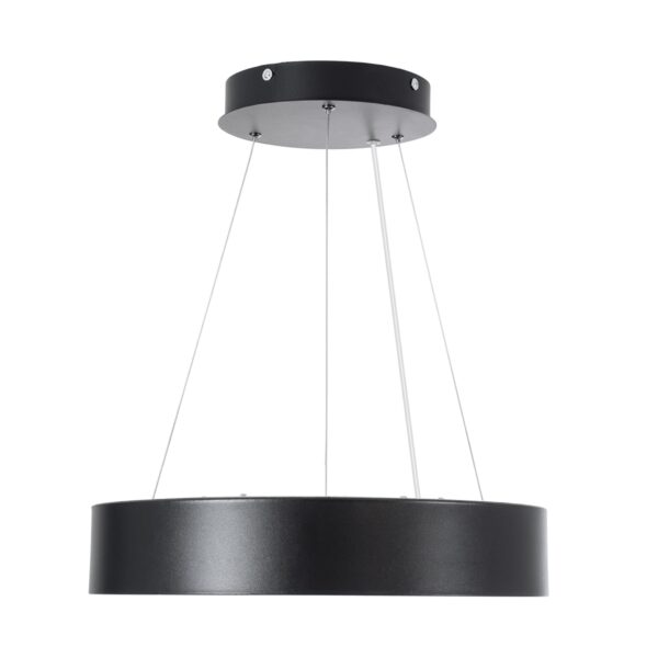 GloboStar® BURTON 61200-P Κρεμαστή Πλαφονιέρα Οροφής LED CCT 67W 7370lm 120° AC 220-240V – Εναλλαγή Φωτισμού μέσω Τηλεχειριστηρίου All In One Ψυχρό 6000k+Φυσικό 4500k+Θερμό 2700k Dimmable Φ40cm – Μαύρο – 3 Years Warranty