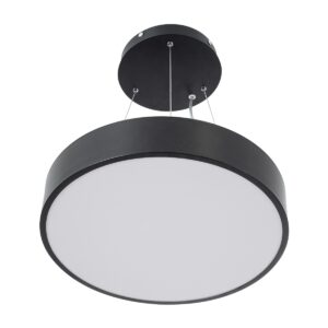 GloboStar® BURTON 61200-P Κρεμαστή Πλαφονιέρα Οροφής LED CCT 67W 7370lm 120° AC 220-240V – Εναλλαγή Φωτισμού μέσω Τηλεχειριστηρίου All In One Ψυχρό 6000k+Φυσικό 4500k+Θερμό 2700k Dimmable Φ40cm – Μαύρο – 3 Years Warranty