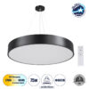 GloboStar® BURTON 61202-P Κρεμαστή Πλαφονιέρα Οροφής LED CCT 75W 8625lm 120° AC 220-240V – Εναλλαγή Φωτισμού μέσω Τηλεχειριστηρίου All In One Ψυχρό 6000k+Φυσικό 4500k+Θερμό 2700k Dimmable Φ60cm – Μαύρο – 3 Years Warranty