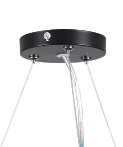 GloboStar® BURTON 61202-P Κρεμαστή Πλαφονιέρα Οροφής LED CCT 75W 8625lm 120° AC 220-240V – Εναλλαγή Φωτισμού μέσω Τηλεχειριστηρίου All In One Ψυχρό 6000k+Φυσικό 4500k+Θερμό 2700k Dimmable Φ60cm – Μαύρο – 3 Years Warranty