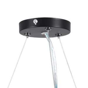 GloboStar® BURTON 61202-P Κρεμαστή Πλαφονιέρα Οροφής LED CCT 75W 8625lm 120° AC 220-240V – Εναλλαγή Φωτισμού μέσω Τηλεχειριστηρίου All In One Ψυχρό 6000k+Φυσικό 4500k+Θερμό 2700k Dimmable Φ60cm – Μαύρο – 3 Years Warranty