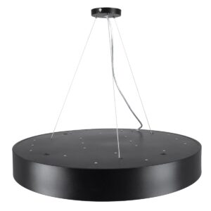 GloboStar® BURTON 61202-P Κρεμαστή Πλαφονιέρα Οροφής LED CCT 75W 8625lm 120° AC 220-240V – Εναλλαγή Φωτισμού μέσω Τηλεχειριστηρίου All In One Ψυχρό 6000k+Φυσικό 4500k+Θερμό 2700k Dimmable Φ60cm – Μαύρο – 3 Years Warranty