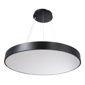 GloboStar® BURTON 61204-P Κρεμαστή Πλαφονιέρα Οροφής LED CCT 100W 11020lm 120° AC 220-240V – Εναλλαγή Φωτισμού μέσω Τηλεχειριστηρίου All In One Ψυχρό 6000k+Φυσικό 4500k+Θερμό 2700k Dimmable Φ80cm – Μαύρο – 3 Years Warranty