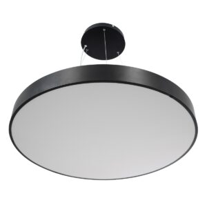 GloboStar® BURTON 61204-P Κρεμαστή Πλαφονιέρα Οροφής LED CCT 100W 11020lm 120° AC 220-240V – Εναλλαγή Φωτισμού μέσω Τηλεχειριστηρίου All In One Ψυχρό 6000k+Φυσικό 4500k+Θερμό 2700k Dimmable Φ80cm – Μαύρο – 3 Years Warranty