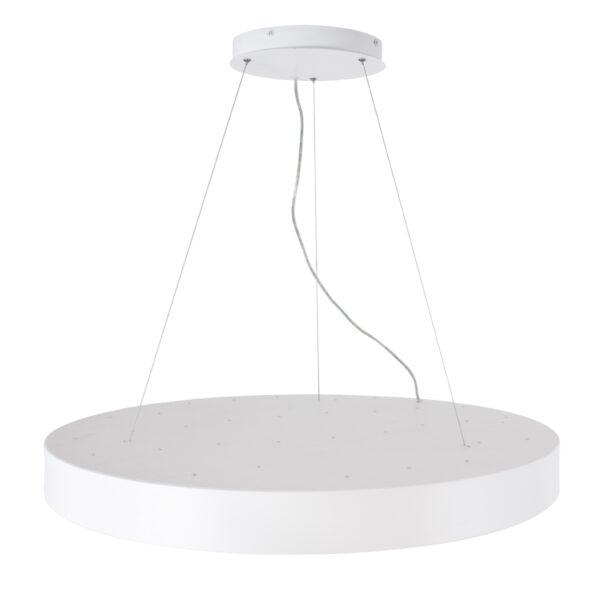 GloboStar® BURTON 61205-P Κρεμαστή Πλαφονιέρα Οροφής LED CCT 100W 11020lm 120° AC 220-240V – Εναλλαγή Φωτισμού μέσω Τηλεχειριστηρίου All In One Ψυχρό 6000k+Φυσικό 4500k+Θερμό 2700k Dimmable Φ80cm – Λευκό – 3 Years Warranty