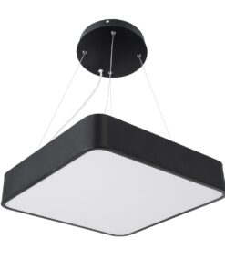 GloboStar® KAMALA 61206-P Κρεμαστή Πλαφονιέρα Οροφής LED CCT 67W 7370lm 120° AC 220-240V – Εναλλαγή Φωτισμού μέσω Τηλεχειριστηρίου All In One Ψυχρό 6000k+Φυσικό 4500k+Θερμό 2700k Dimmable Μ40 x Π40 x Υ8cm- Μαύρο – 3 Years Warranty