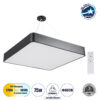 GloboStar® KAMALA 61208-P Κρεμαστή Πλαφονιέρα Οροφής LED CCT 75W 8625lm 120° AC 220-240V – Εναλλαγή Φωτισμού μέσω Τηλεχειριστηρίου All In One Ψυχρό 6000k+Φυσικό 4500k+Θερμό 2700k Dimmable Μ60 x Π60 x Υ8cm – Μαύρο – 3 Years Warranty
