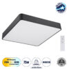 GloboStar® KAMALA 61208-S Πλαφονιέρα Οροφής LED CCT 75W 8625lm 120° AC 220-240V – Εναλλαγή Φωτισμού μέσω Τηλεχειριστηρίου All In One Ψυχρό 6000k+Φυσικό 4500k+Θερμό 2700k Dimmable Μ60 x Π60 x Υ8cm – Μαύρο – 3 Years Warranty