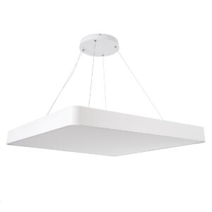 GloboStar® KAMALA 61211-P Κρεμαστή Πλαφονιέρα Οροφής LED CCT 100W 11020lm 120° AC 220-240V – Εναλλαγή Φωτισμού μέσω Τηλεχειριστηρίου All In One Ψυχρό 6000k+Φυσικό 4500k+Θερμό 2700k Dimmable Μ80 x Π80 x Υ8cm – Λευκό – 3 Years Warranty