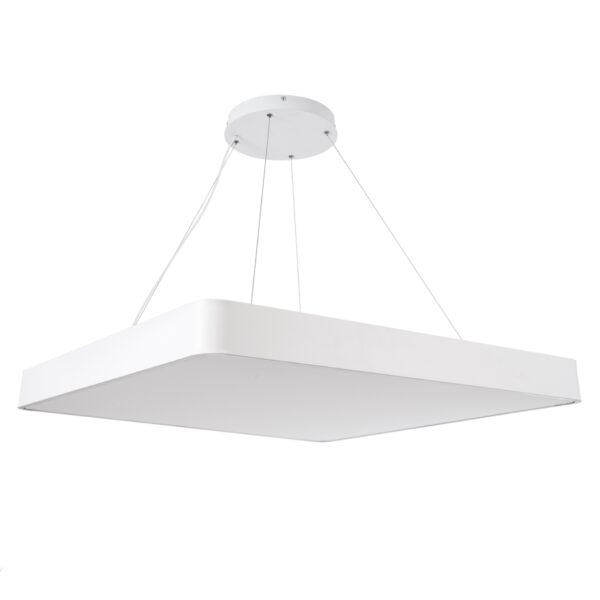 GloboStar® KAMALA 61211-P Κρεμαστή Πλαφονιέρα Οροφής LED CCT 100W 11020lm 120° AC 220-240V – Εναλλαγή Φωτισμού μέσω Τηλεχειριστηρίου All In One Ψυχρό 6000k+Φυσικό 4500k+Θερμό 2700k Dimmable Μ80 x Π80 x Υ8cm – Λευκό – 3 Years Warranty