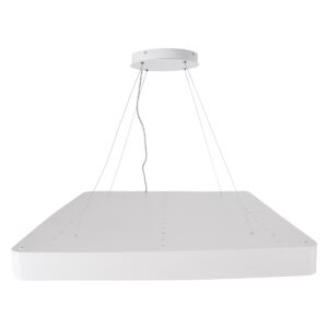 GloboStar® KAMALA 61211-P Κρεμαστή Πλαφονιέρα Οροφής LED CCT 100W 11020lm 120° AC 220-240V – Εναλλαγή Φωτισμού μέσω Τηλεχειριστηρίου All In One Ψυχρό 6000k+Φυσικό 4500k+Θερμό 2700k Dimmable Μ80 x Π80 x Υ8cm – Λευκό – 3 Years Warranty
