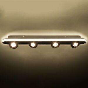 GloboStar® NESPO 61214 Φωτιστικό Οροφής Linear Design LED CCT με Κινούμενα Σποτ LED Spot Downlight 48W 5376lm 360° & 45° AC 220-240V – Εναλλαγή Φωτισμού μέσω Διακόπτη On/Off All In One Ψυχρό 6000k+Φυσικό 4500k+Θερμό 2700k Μ80 x Π13 x Υ6.5cm – Μαύρο