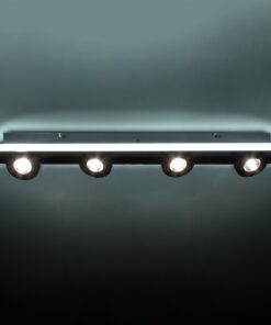 GloboStar® NESPO 61214 Φωτιστικό Οροφής Linear Design LED CCT με Κινούμενα Σποτ LED Spot Downlight 48W 5376lm 360° & 45° AC 220-240V – Εναλλαγή Φωτισμού μέσω Διακόπτη On/Off All In One Ψυχρό 6000k+Φυσικό 4500k+Θερμό 2700k Μ80 x Π13 x Υ6.5cm – Μαύρο