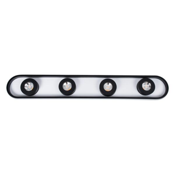 GloboStar® NESPO 61214 Φωτιστικό Οροφής Linear Design LED CCT με Κινούμενα Σποτ LED Spot Downlight 48W 5376lm 360° & 45° AC 220-240V – Εναλλαγή Φωτισμού μέσω Διακόπτη On/Off All In One Ψυχρό 6000k+Φυσικό 4500k+Θερμό 2700k Μ80 x Π13 x Υ6.5cm – Μαύρο
