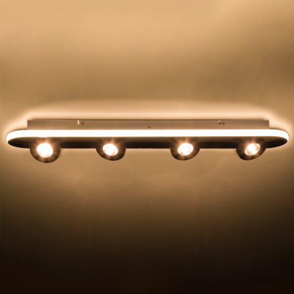 GloboStar® NESPO 61215 Φωτιστικό Οροφής Linear Design LED CCT με Κινούμενα Σποτ LED Spot Downlight 48W 5376lm 360° & 45° AC 220-240V – Εναλλαγή Φωτισμού μέσω Διακόπτη On/Off All In One Ψυχρό 6000k+Φυσικό 4500k+Θερμό 2700k Μ80 x Π13 x Υ6.5cm – Λευκό