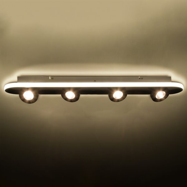 GloboStar® NESPO 61215 Φωτιστικό Οροφής Linear Design LED CCT με Κινούμενα Σποτ LED Spot Downlight 48W 5376lm 360° & 45° AC 220-240V – Εναλλαγή Φωτισμού μέσω Διακόπτη On/Off All In One Ψυχρό 6000k+Φυσικό 4500k+Θερμό 2700k Μ80 x Π13 x Υ6.5cm – Λευκό