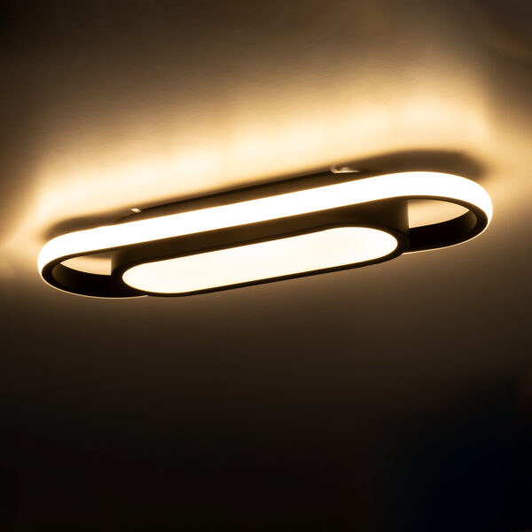 GloboStar® IGOR 61216 Φωτιστικό Οροφής Linear Design LED CCT 24W 2880lm 210° AC 220-240V – Εναλλαγή Φωτισμού μέσω Διακόπτη On/Off All In One Ψυχρό 6000k+Φυσικό 4500k+Θερμό 2700k Μ41 x Π13 x Υ4.5cm – Μαύρο – 3 Years Warranty