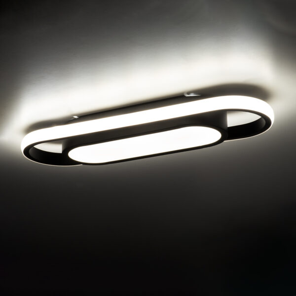 GloboStar® IGOR 61216 Φωτιστικό Οροφής Linear Design LED CCT 24W 2880lm 210° AC 220-240V – Εναλλαγή Φωτισμού μέσω Διακόπτη On/Off All In One Ψυχρό 6000k+Φυσικό 4500k+Θερμό 2700k Μ41 x Π13 x Υ4.5cm – Μαύρο – 3 Years Warranty