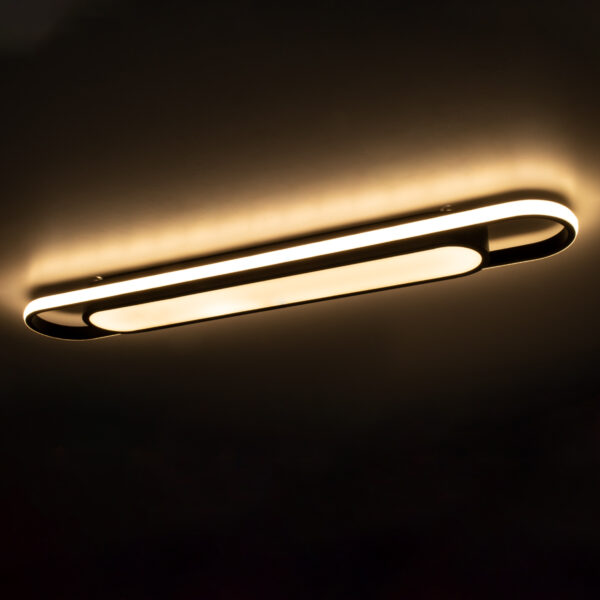 GloboStar® IGOR 61218 Φωτιστικό Οροφής Linear Design LED CCT 48W 5760lm 210° AC 220-240V – Εναλλαγή Φωτισμού μέσω Διακόπτη On/Off All In One Ψυχρό 6000k+Φυσικό 4500k+Θερμό 2700k Μ81 x Π13 x Υ4.5cm – Μαύρο – 3 Years Warranty