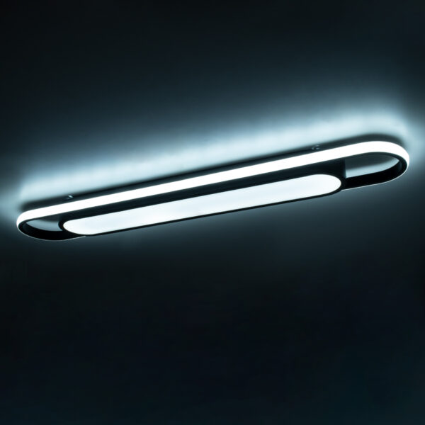 GloboStar® IGOR 61218 Φωτιστικό Οροφής Linear Design LED CCT 48W 5760lm 210° AC 220-240V – Εναλλαγή Φωτισμού μέσω Διακόπτη On/Off All In One Ψυχρό 6000k+Φυσικό 4500k+Θερμό 2700k Μ81 x Π13 x Υ4.5cm – Μαύρο – 3 Years Warranty