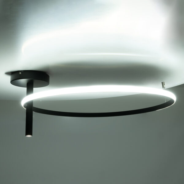 GloboStar® VERONA 61223 Φωτιστικό Οροφής Δαχτυλίδι-Κύκλος LED CCT 36W 4032lm 360° AC 220-240V – Εναλλαγή Φωτισμού μέσω Διακόπτη On/Off All In One Ψυχρό 6000k+Φυσικό 4500k+Θερμό 2700K Φ60 x Υ23cm – Μαύρο – 3 Χρόνια Εγγύηση