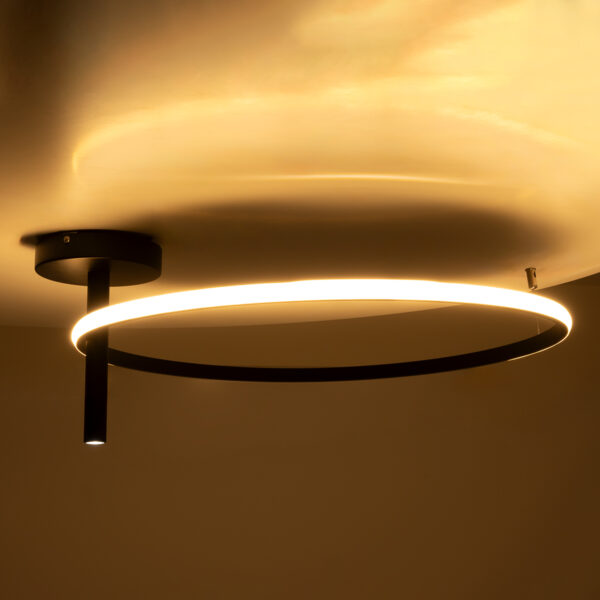 GloboStar® VERONA 61223 Φωτιστικό Οροφής Δαχτυλίδι-Κύκλος LED CCT 36W 4032lm 360° AC 220-240V – Εναλλαγή Φωτισμού μέσω Διακόπτη On/Off All In One Ψυχρό 6000k+Φυσικό 4500k+Θερμό 2700K Φ60 x Υ23cm – Μαύρο – 3 Χρόνια Εγγύηση