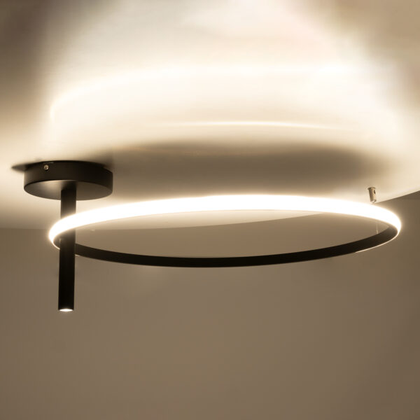 GloboStar® VERONA 61223 Φωτιστικό Οροφής Δαχτυλίδι-Κύκλος LED CCT 36W 4032lm 360° AC 220-240V – Εναλλαγή Φωτισμού μέσω Διακόπτη On/Off All In One Ψυχρό 6000k+Φυσικό 4500k+Θερμό 2700K Φ60 x Υ23cm – Μαύρο – 3 Χρόνια Εγγύηση