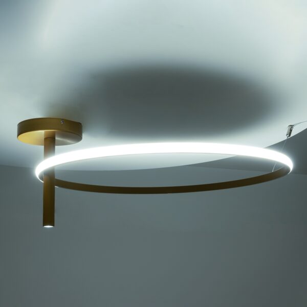 GloboStar® VERONA 61225 Φωτιστικό Οροφής Δαχτυλίδι-Κύκλος LED CCT 36W 4032lm 360° AC 220-240V – Εναλλαγή Φωτισμού μέσω Διακόπτη On/Off All In One Ψυχρό 6000k+Φυσικό 4500k+Θερμό 2700K Φ60 x Υ26cm – Χρυσό Βούρτσας – 3 Χρόνια Εγγύηση