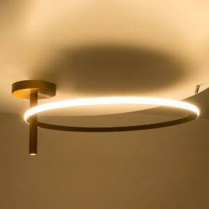 GloboStar® VERONA 61225 Φωτιστικό Οροφής Δαχτυλίδι-Κύκλος LED CCT 36W 4032lm 360° AC 220-240V – Εναλλαγή Φωτισμού μέσω Διακόπτη On/Off All In One Ψυχρό 6000k+Φυσικό 4500k+Θερμό 2700K Φ60 x Υ26cm – Χρυσό Βούρτσας – 3 Χρόνια Εγγύηση