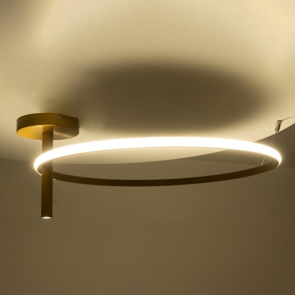 GloboStar® VERONA 61225 Φωτιστικό Οροφής Δαχτυλίδι-Κύκλος LED CCT 36W 4032lm 360° AC 220-240V – Εναλλαγή Φωτισμού μέσω Διακόπτη On/Off All In One Ψυχρό 6000k+Φυσικό 4500k+Θερμό 2700K Φ60 x Υ26cm – Χρυσό Βούρτσας – 3 Χρόνια Εγγύηση