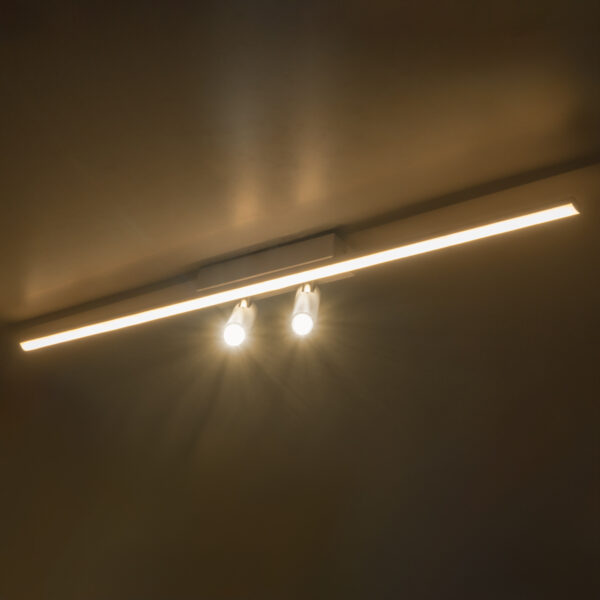 GLOBOSTAR® BARETTI 61227 Φωτιστικό Οροφής Linear Design LED CCT με Κινούμενα Σποτ LED Downlight 24W 2688lm 160° & 45° AC 220-240V IP20  – Εναλλαγή Φωτισμού μέσω Διακόπτη On/Off All In One Ψυχρό 6000k+Φυσικό 4500k+Θερμό 2700k Dimmable – Μ80 x Π5.5 x Υ5 cm – Λευκό – 3 Χρόνια Εγγύηση