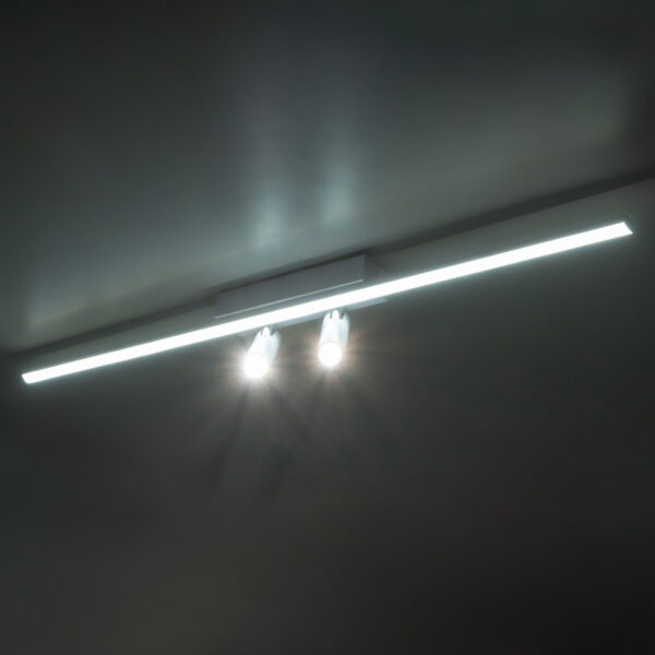 GLOBOSTAR® BARETTI 61227 Φωτιστικό Οροφής Linear Design LED CCT με Κινούμενα Σποτ LED Downlight 24W 2688lm 160° & 45° AC 220-240V IP20  – Εναλλαγή Φωτισμού μέσω Διακόπτη On/Off All In One Ψυχρό 6000k+Φυσικό 4500k+Θερμό 2700k Dimmable – Μ80 x Π5.5 x Υ5 cm – Λευκό – 3 Χρόνια Εγγύηση