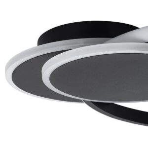 GloboStar® CIRCUO 61229 Φωτιστικό Οροφής Δαχτυλίδι-Κύκλος LED CCT 75W 8400lm 360° AC 220-240V – Εναλλαγή Φωτισμού μέσω Τηλεχειριστηρίου All In One Ψυχρό 6000k+Φυσικό 4500k+Θερμό 2700k Dimmable Μ53 x Π42.5 x Υ9cm – Μαύρο – 3 Years Warranty