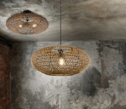 Κρεμαστό Φωτιστικό Trio Lighting E27 Sisal & Μαύρο Ματ – 312300136