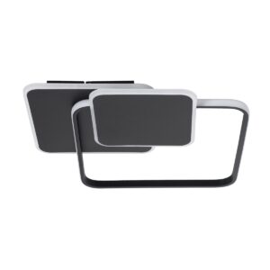 GloboStar® SQUARO 61231 Φωτιστικό Οροφής Δαχτυλίδι-Κύκλος LED CCT 75W 8400lm 360° AC 220-240V – Εναλλαγή Φωτισμού μέσω Τηλεχειριστηρίου All In One Ψυχρό 6000k+Φυσικό 4500k+Θερμό 2700k Dimmable Μ48.5 x Π51 x Υ9cm – Μαύρο – 3 Years Warranty